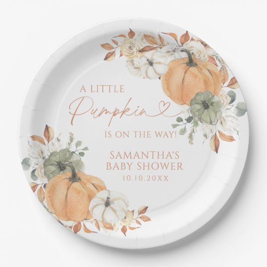 Kleiner Kürbis auf die Herbstdusche Pappteller (Vorderseite)