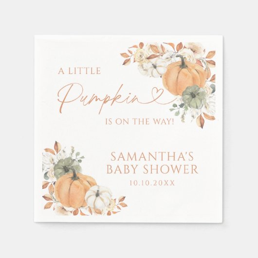 Kleiner Kürbis auf die Herbstdusche Serviette (Vorderseite)