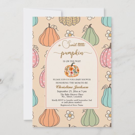 Kleiner Kürbis auf die neutrale Babydusche Einladung (Vorderseite)