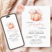 Kleiner Kürbis auf die Pink Bow Baby Dusche Einladung