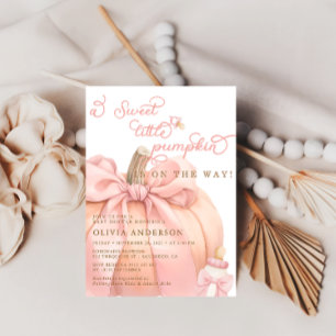 Kleiner Kürbis auf die Pink Bow Baby Dusche Einladung