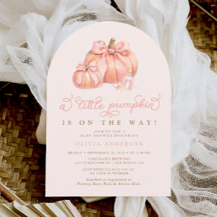 Kleiner Kürbis auf die Pink Bow Baby Dusche Einladung