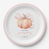 Kleiner Kürbis auf die Pink Bow Baby Dusche Pappteller (Vorderseite)