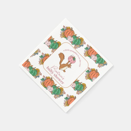 Kleiner Kürbis auf die Pink Girls Babydusche Serviette (Ecke)