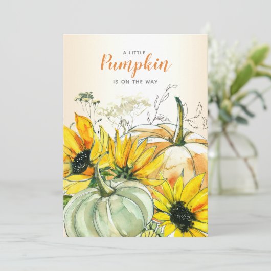 Kleiner Kürbis auf die Wasserfarbendusche Einladung (Stehend Vorderseite)