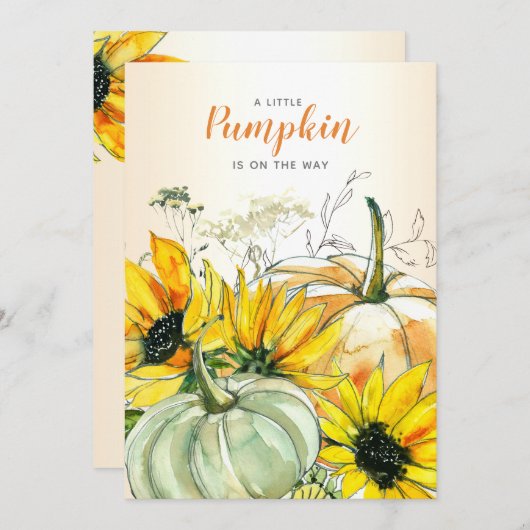 Kleiner Kürbis auf die Wasserfarbendusche Einladung (Vorne/Hinten)