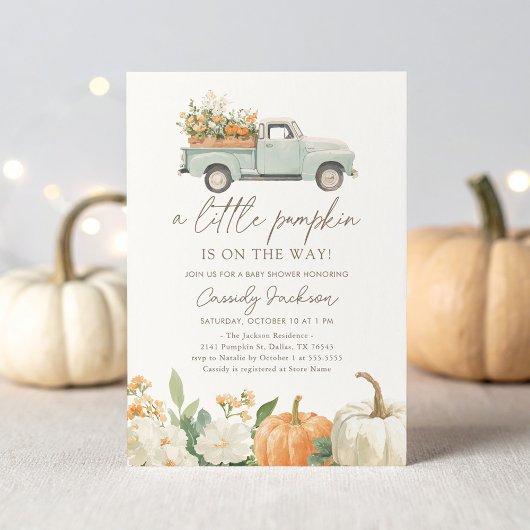 Kleiner Kürbis auf die Way Fall Baby Dusche Einladung