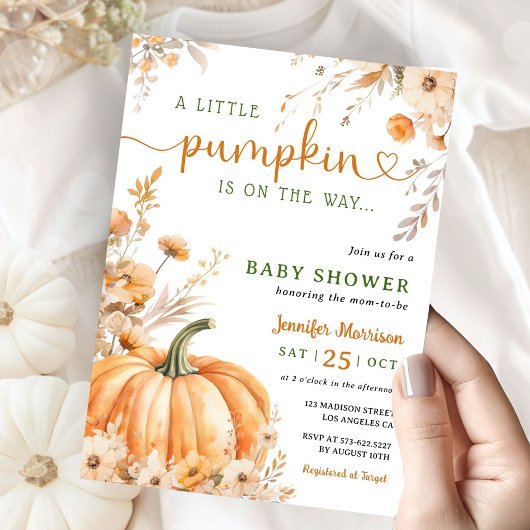 Kleiner Kürbis auf die Way Fall Baby Dusche Einladung