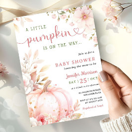 Kleiner Kürbis auf die Way Girl Fall Baby Dusche Einladung