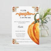 Kleiner Kürbis auf die Way Watercolor Babydusche Einladung (Stehend Vorderseite)