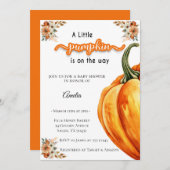 Kleiner Kürbis auf die Way Watercolor Babydusche Einladung (Vorne/Hinten)