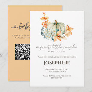 Kleiner Kürbis-Baby-Party QR-Geschenkliste Einladung
