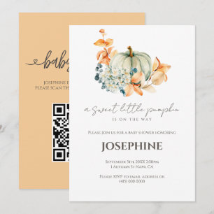 Kleiner Kürbis-Baby-Party QR-Geschenkliste Einladung