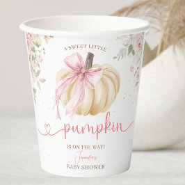 Kleiner Kürbis-Baby-Shower Mädchen Rosa Schleife Pappbecher