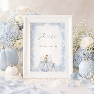 Kleiner Kürbis Blau Baby Shower Geschenke Tischsch Poster