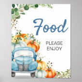 Kleiner Kürbis Blauer LKW Dusche Essen Schild (Vorne)