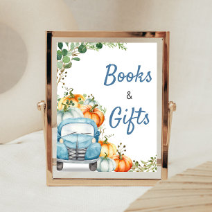 Kleiner Kürbis Blaues LKW Bücher und Geschenke Sch Poster