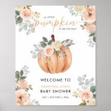 Kleiner Kürbis Blumen Baby Shower Willkommensschil