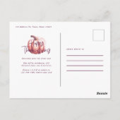 kleiner Kürbis Blumenfall lila Erntedank Postkarte (Rückseite)