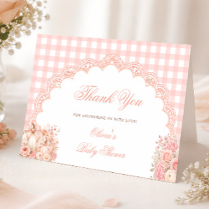 Kleiner Kürbis-Bogen-Gingham-Baby-Begrüßung-Dankes Dankeskarte
