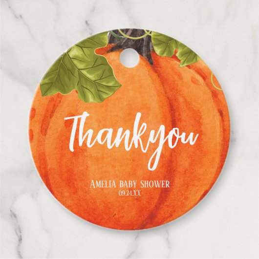 Kleiner Kürbis, der einen Geburtstag verwandelt Geschenkanhänger (Vorderseite)