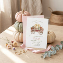 Kleiner Kürbis erster Geburtstag, rosa Herbst Mädc