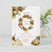 Kleiner Kürbis Fall Floral Babydusche Einladung (Stehend Vorderseite)