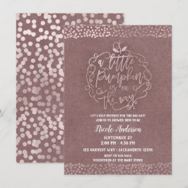 Kleiner Kürbis Fall Rustikale Rose Gold Baby Dusch Einladung