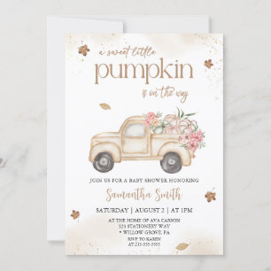 Kleiner Kürbis Floraler LKW Herbst-Babyparty Einladung