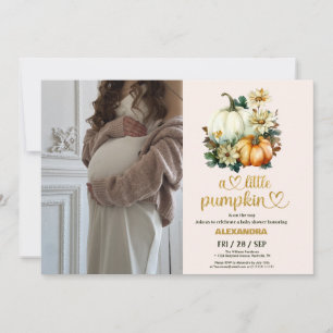 Kleiner Kürbis Herbst Aquarell Blumen Baby Shower Einladung
