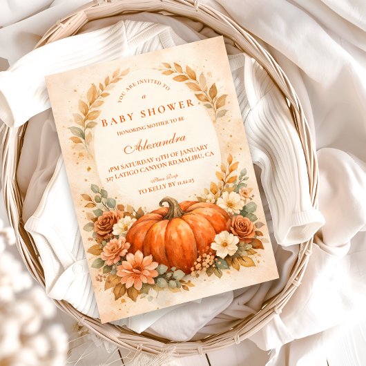 Kleiner Kürbis Herbst-Baby-Party Einladung