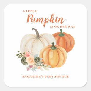 Kleiner Kürbis Herbst Baby Shower Quadratischer Aufkleber