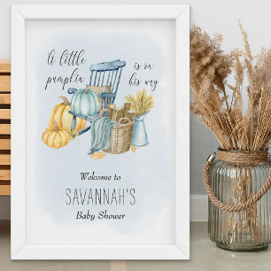 Kleiner Kürbis Herbst-Baby-Shower-Willkommensschil Poster