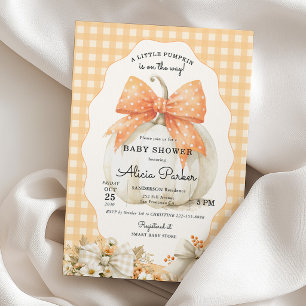 Kleiner Kürbis Herbst orange Gingham Baby Shower Einladung