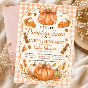 Kleiner Kürbis Herbst Sticks Zimtkuchen Schleife Einladung