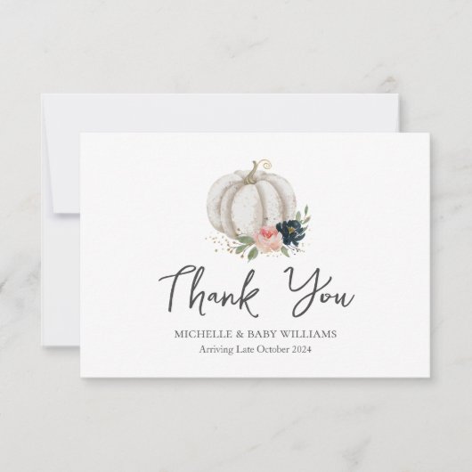 Kleiner Kürbis ist auf dem Weg Babydusche Danke (Vorderseite)