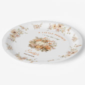 Kleiner Kürbis ist auf dem Weg neutrale Babydusche Pappteller (Schrägansicht)