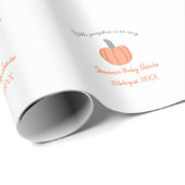 Kleiner Kürbis ist auf dem Weg orange graue Babydu Geschenkpapier (Rolleneckpunkt)
