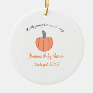 Kleiner Kürbis ist auf dem Weg orange graue Babydu Keramik Ornament