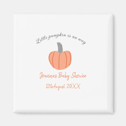 Kleiner Kürbis ist auf dem Weg orange graue Babydu Magnet (Vorne)