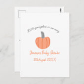 Kleiner Kürbis ist auf dem Weg orange graue Babydu Postkarte (Vorne/Hinten)