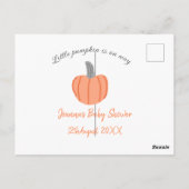 Kleiner Kürbis ist auf dem Weg orange graue Babydu Postkarte (Rückseite)