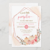 Kleiner Kürbis ist auf dem Weg, rosa Babydusche Einladung (Vorne/Hinten)