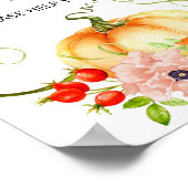 Kleiner Kürbis ist auf dem Weg zu Baby-Duschgeträn Poster (Ecke)