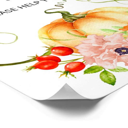 Kleiner Kürbis ist auf dem Weg zu Baby-Duschgeträn Poster (Ecke)