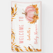 Kleiner Kürbis ist auf dem Weg zu rosa Willkommens Banner (Vertikal)