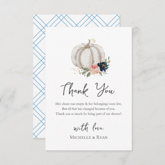 Kleiner Kürbis ist auf dem Weg zur Babydusche Dankeskarte (Vorne/Hinten)