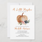 Kleiner Kürbis ist auf dem Weg zur Babydusche Einladung (Vorderseite)