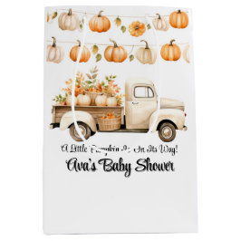 Kleiner Kürbis ist auf dem Weg zur Babydusche Mittlere Geschenktüte