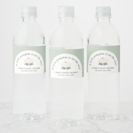 Kleiner Kürbis ist auf dem Weg zur Babydusche Wasserflaschenetikett